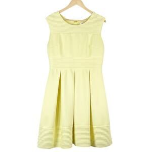 SD Collection Women's Banana Yellow Dress Fit & Flare Scuba Size 12 Knee Length